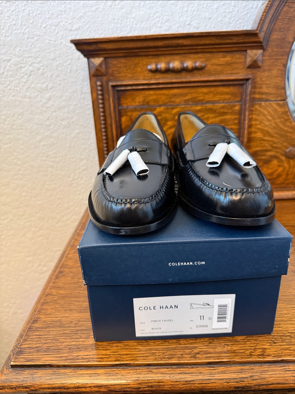 Cole Haan Black Leather Tassel Loafers